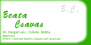 beata csavas business card